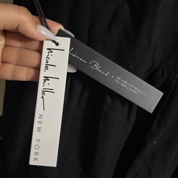 NWT NICOLE MILLER NEW YORK Linen Blend Black Halter Button-Down Midi Dress - Picture 11 of 11